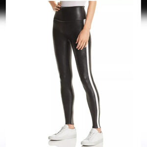 Women SPANX®Faux-Leather Stripe Leggings Sz Small